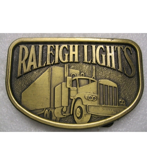 VINTAGE 1980'S RALEIGH LIGHTS TRUCKING METAL BELT buckle - Picture 2 of 3